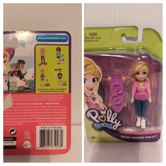 Polly Pocket Skate Rockin Polly Mattel New in Package Skateboard Skater Age 4+ - Picture 1 of 3